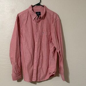 American Eagle Outfitters Men's Button-Down Shirt in Dusty Pink